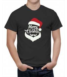 T-Shirt de Noël pour Homme et Femme Noir avec Père Nöel Hipster