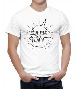 T-shirt homme modèle Je peux pas j'ai poney licorne