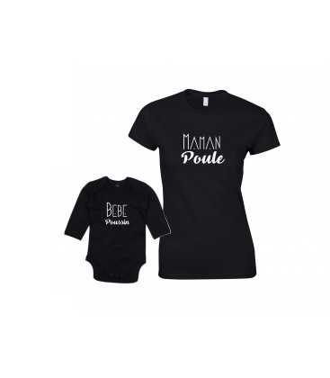 Ensemble Maman Poule Bébé Poussin T-shirt Femme Body Enfant